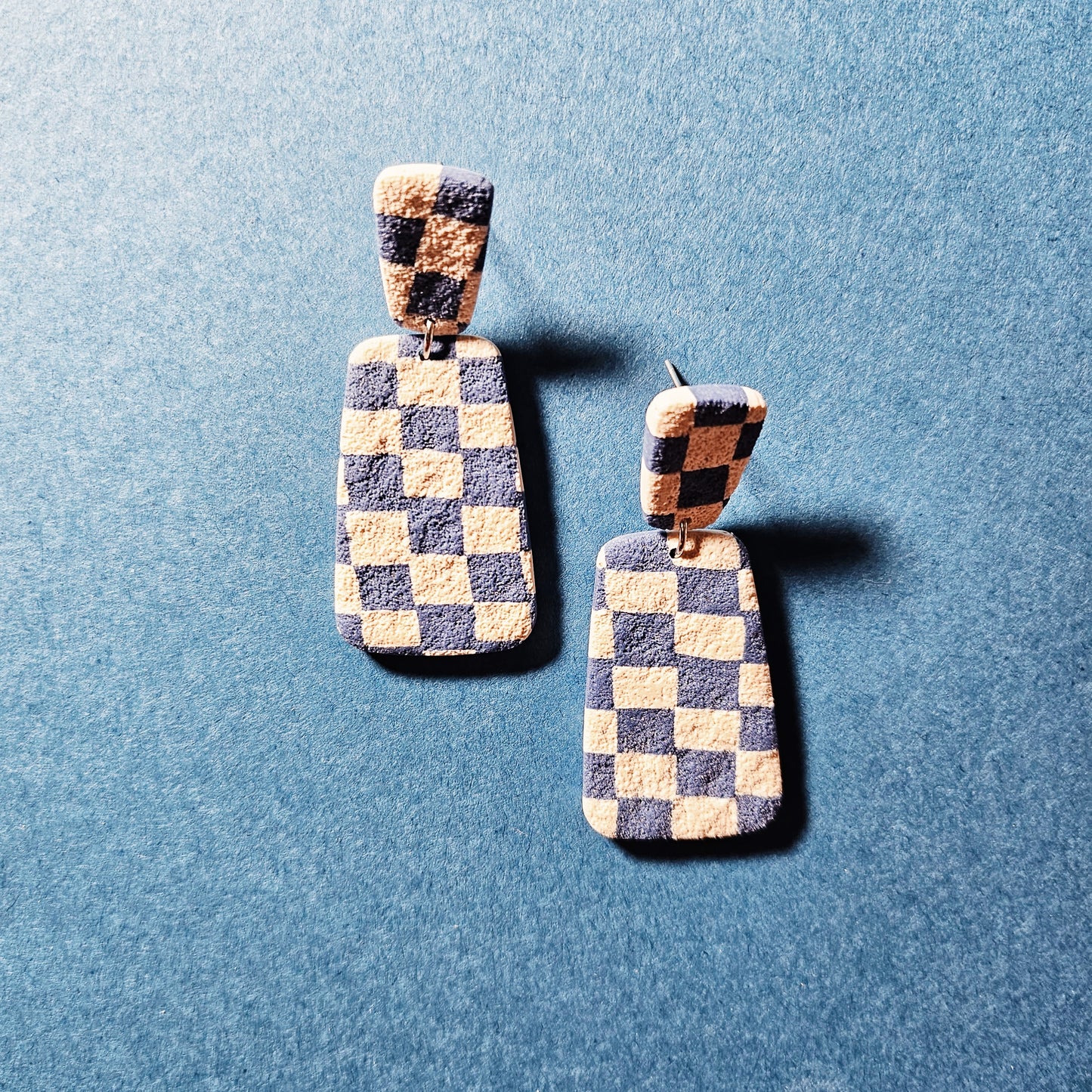 Blue Check Earrings