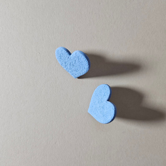 Blue Textured Heart Studs