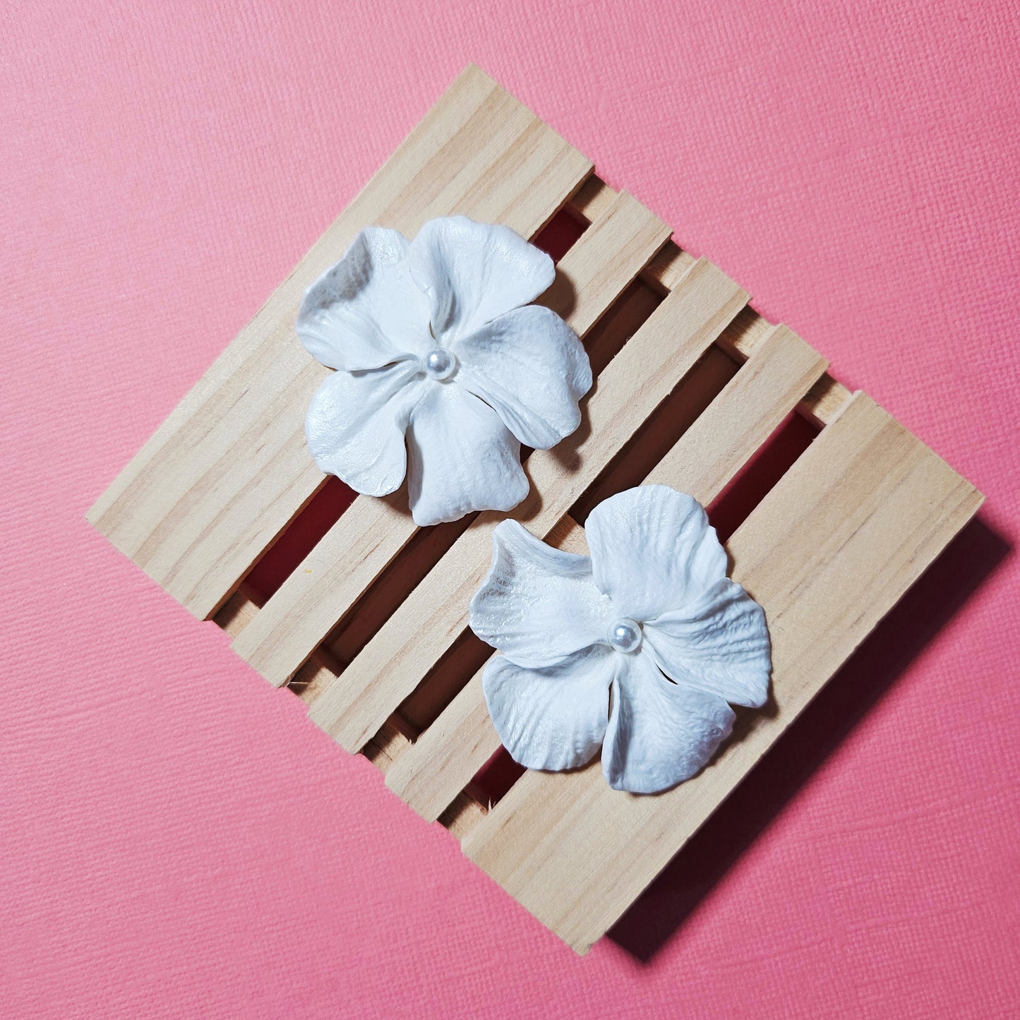 Pearl White Flower Studs