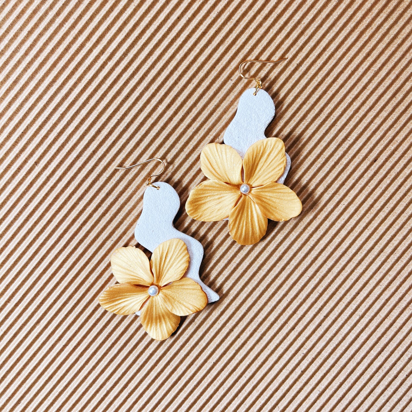 Golden Flower on Blob with Pearl Accent