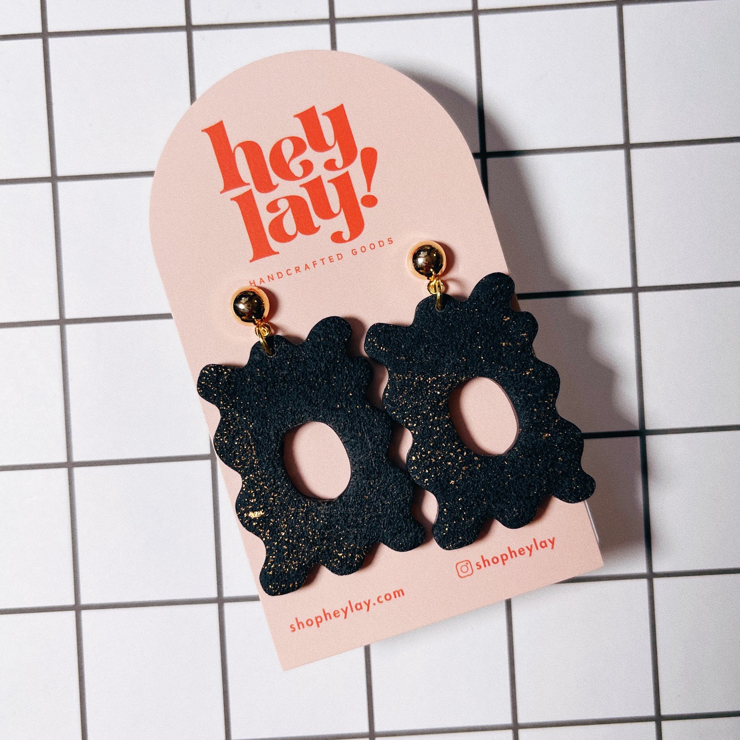 Gold Dust Textured Abstract Frame Earrings