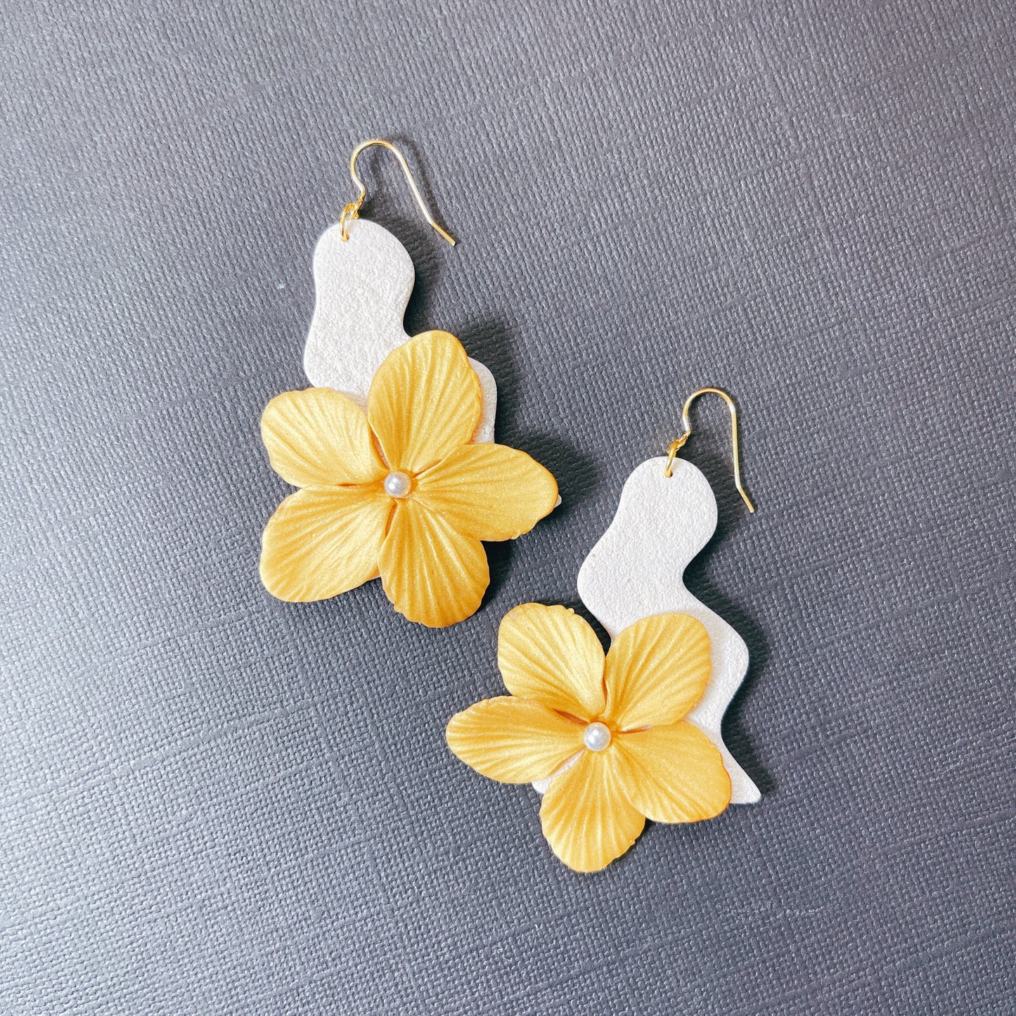 Golden Flower on Blob with Pearl Accent