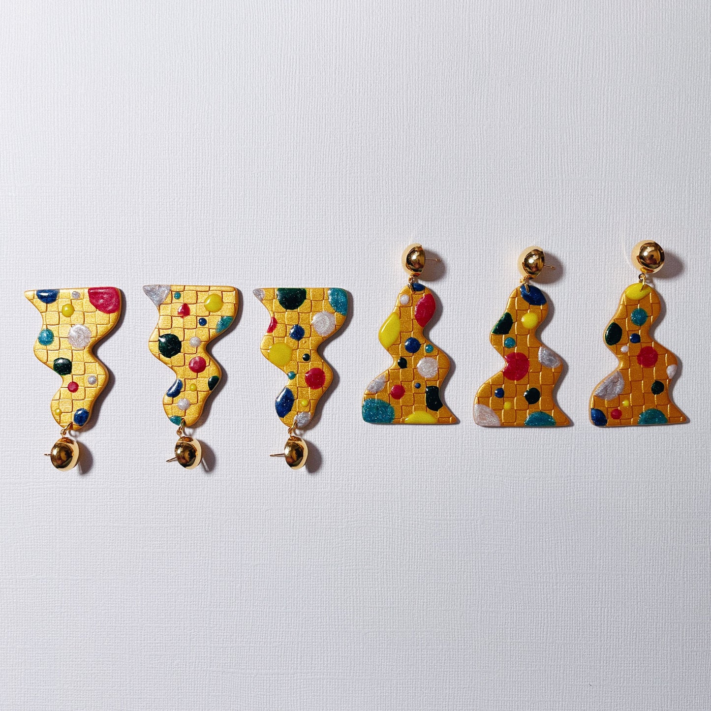 Multi-Dots Gold Blob Earrings
