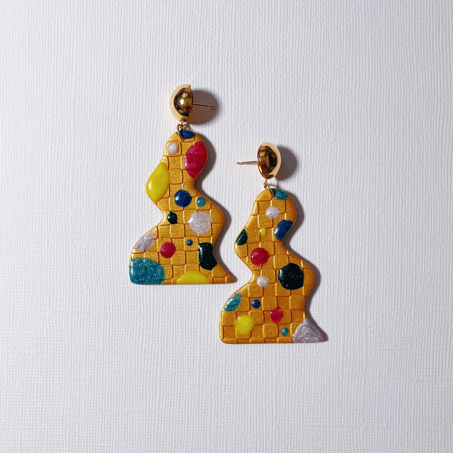 Multi-Dots Gold Blob Earrings