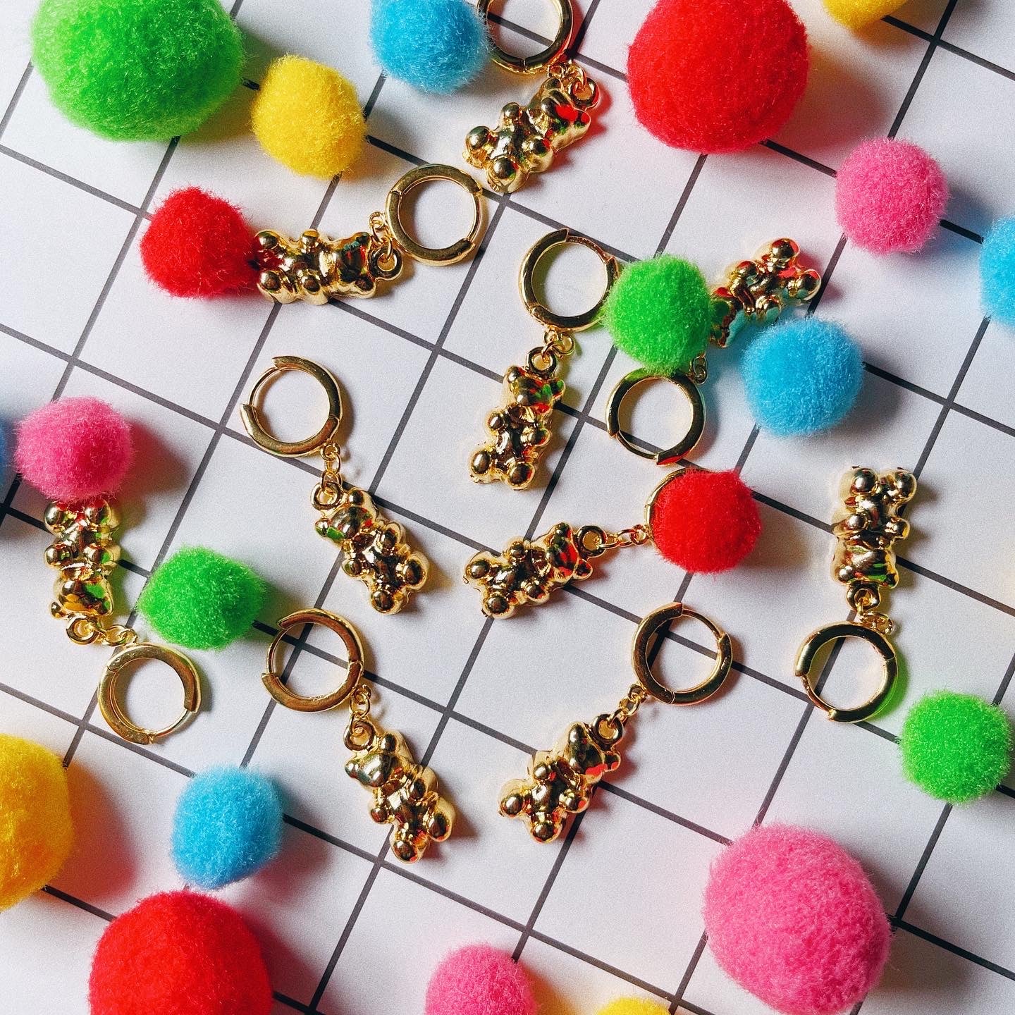GOLD! Gummy Bear Hoop Earrings
