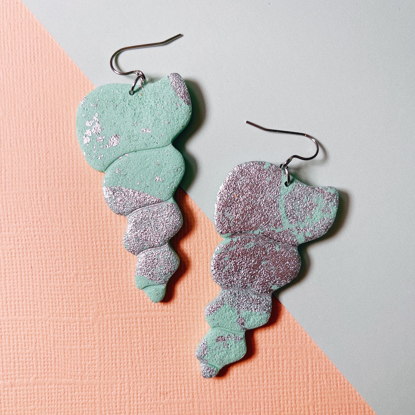 Seagreen & Silver Shell Earrings