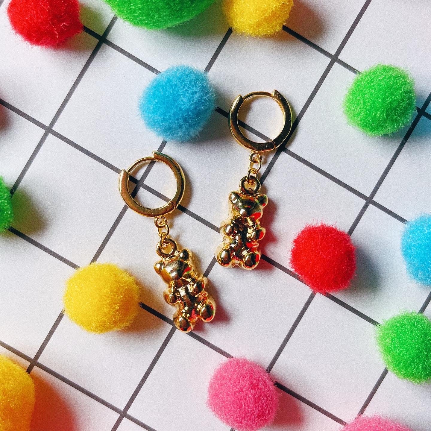 GOLD! Gummy Bear Hoop Earrings