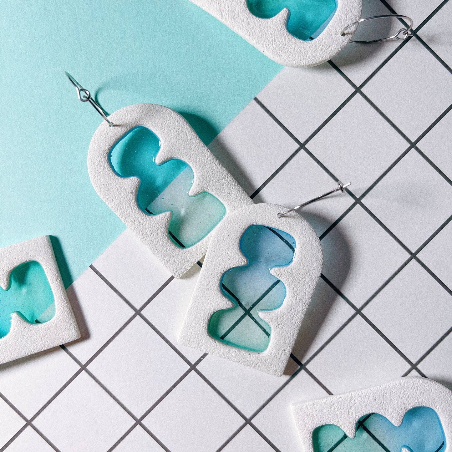 Abstract Waves Window Earrings