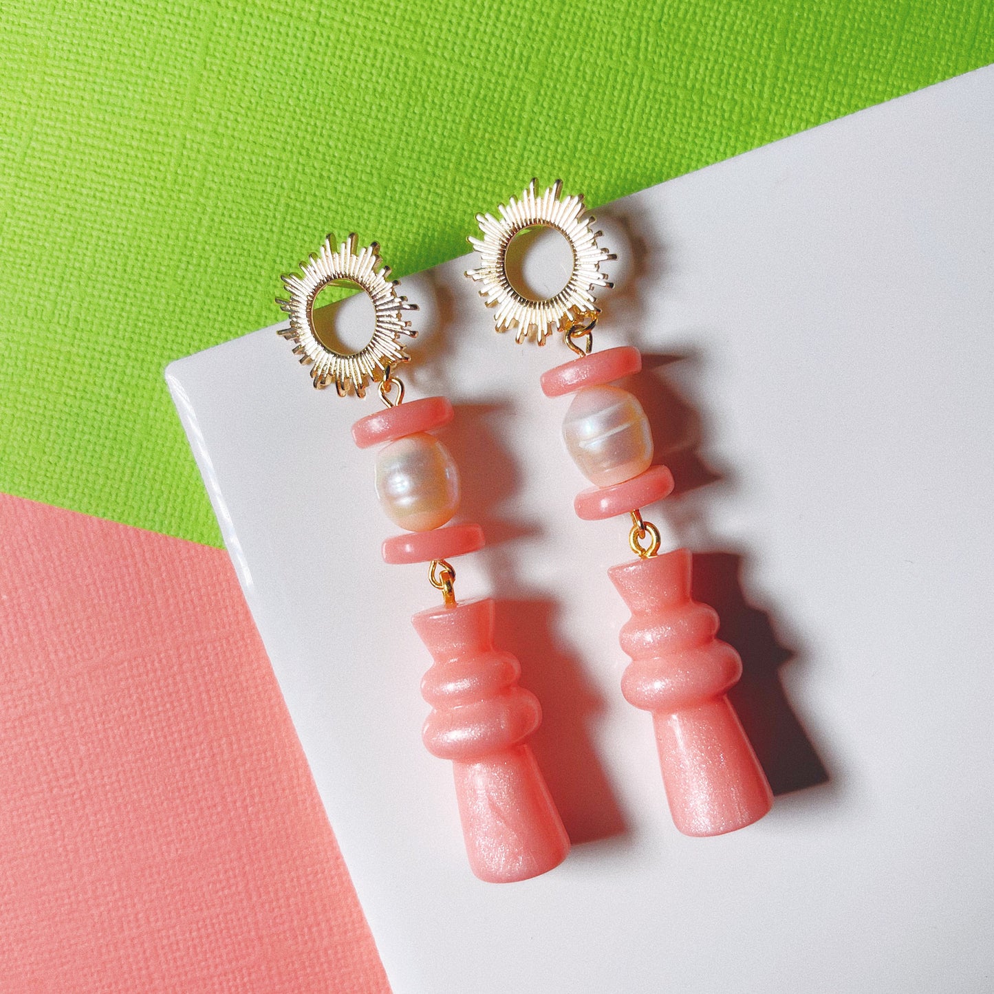 Pink Pearl Sun Drops Earrings