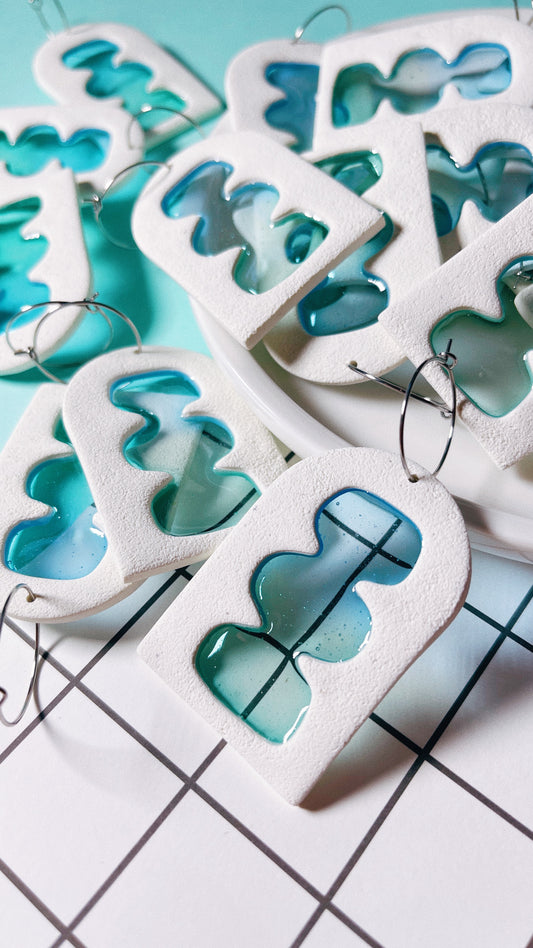 Abstract Waves Window Earrings