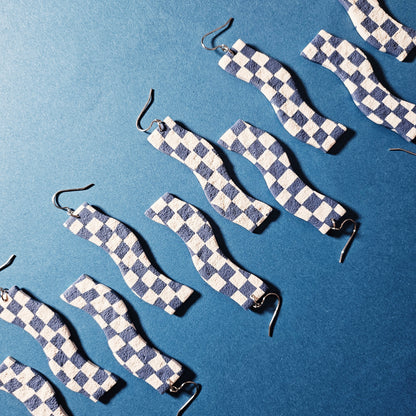 Blue Checkered Squiggles
