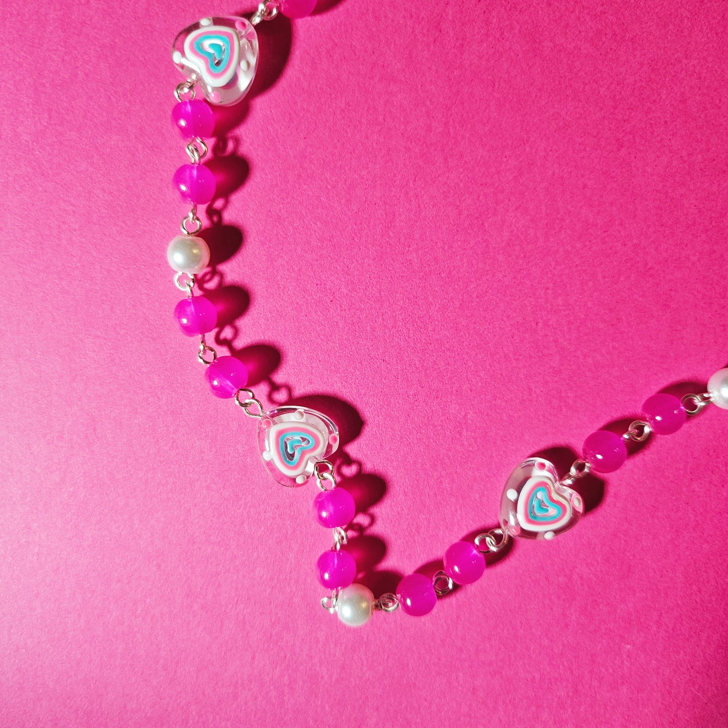 Fuchsia Hearts Necklace