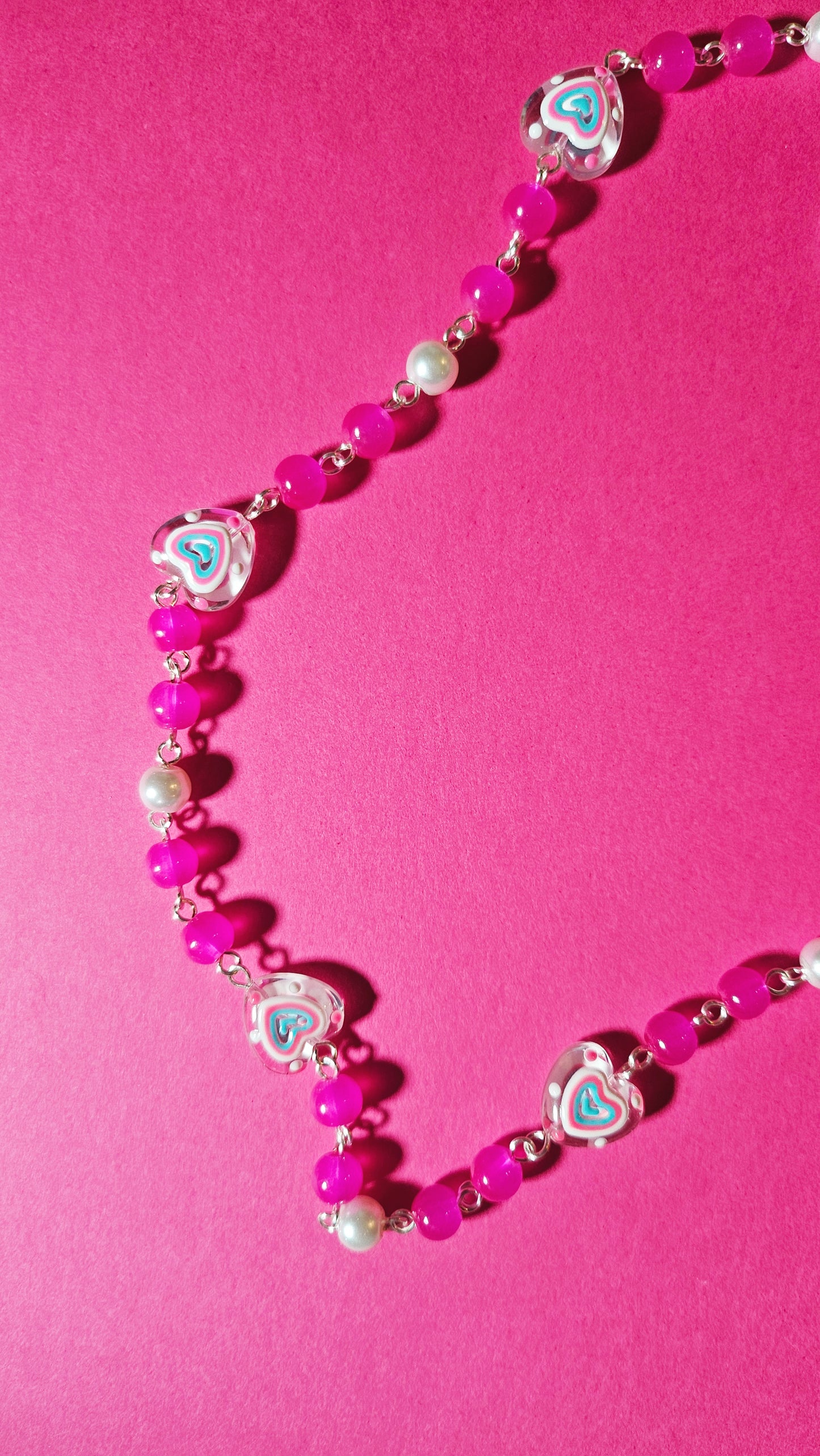 Fuchsia Hearts Necklace