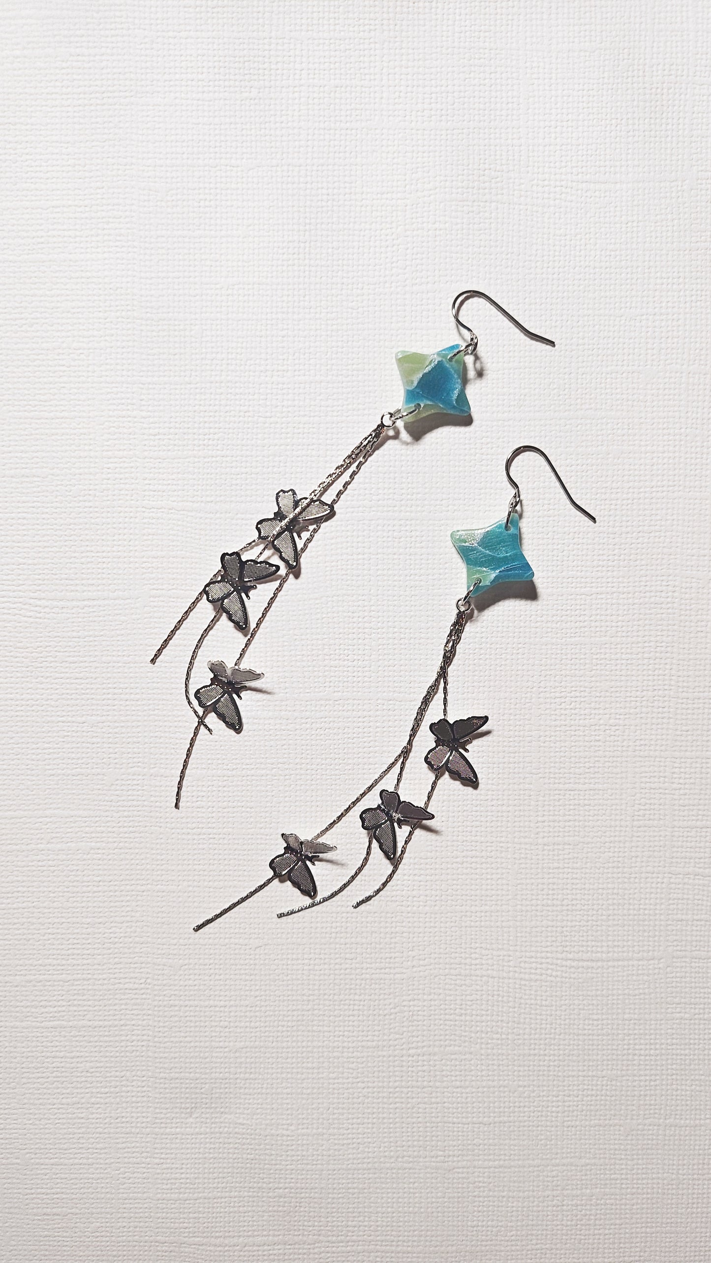 Faux Teal Stone Butterfly Drops