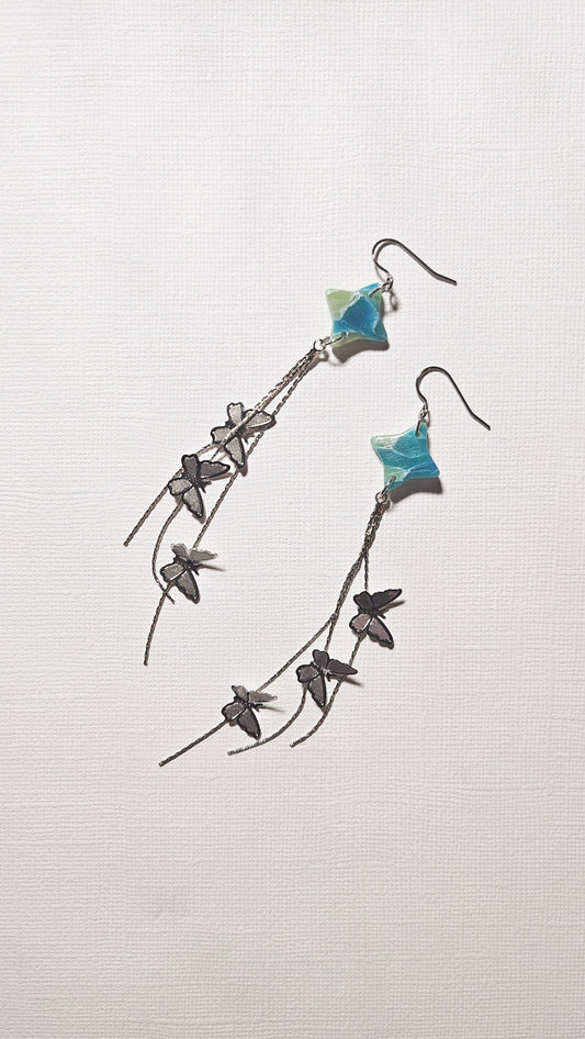 Faux Teal Stone Butterfly Drops