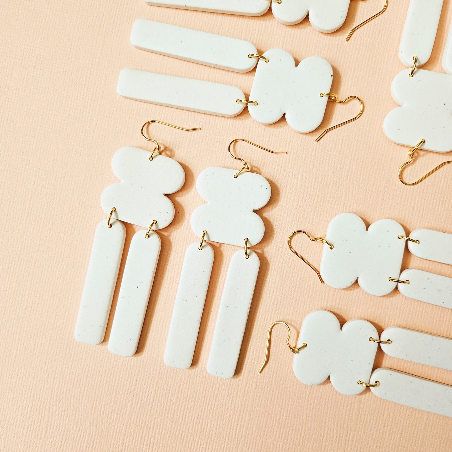 Rounded Shapes Dangly Earrings (white)