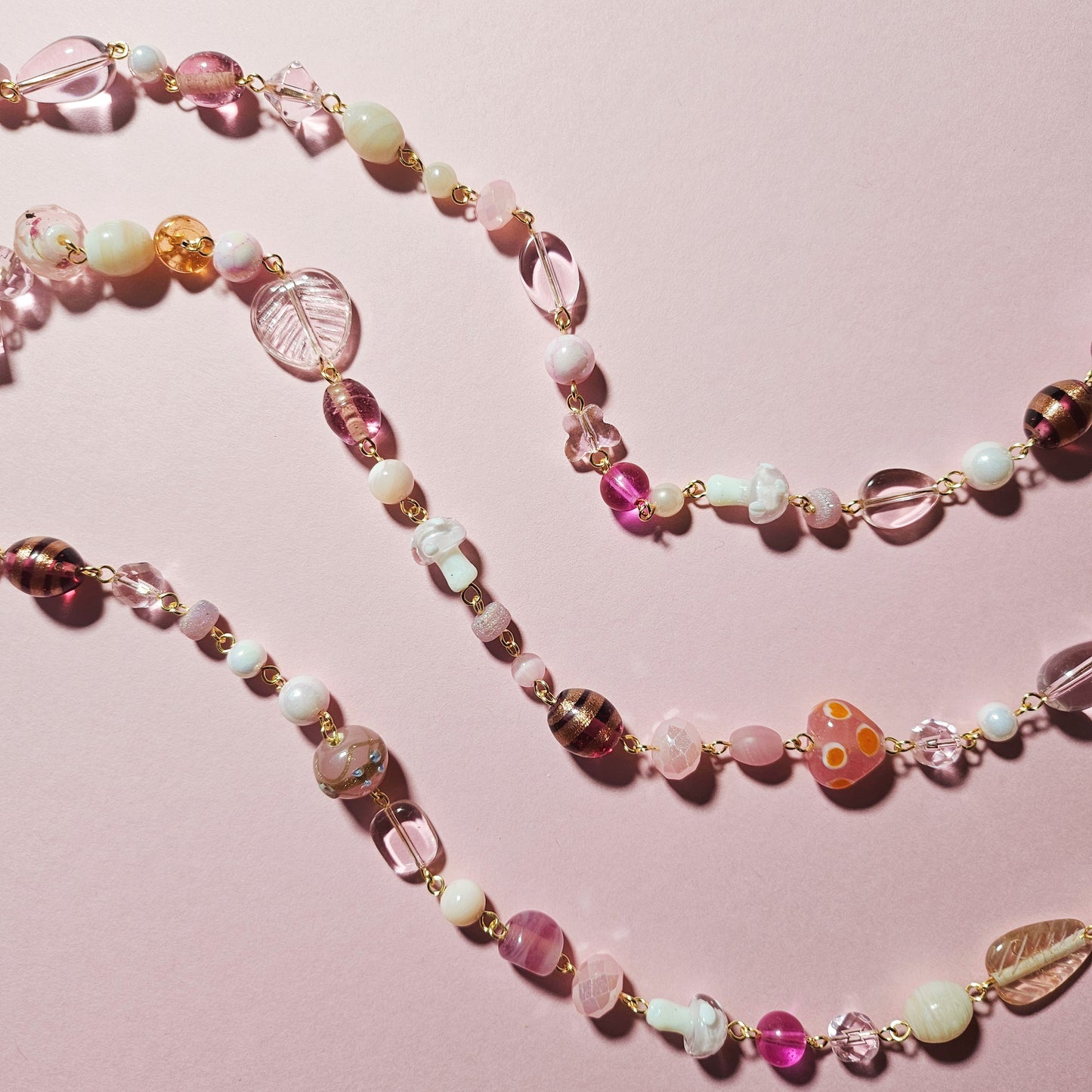 Pink Mixed Glass Bead Necklace