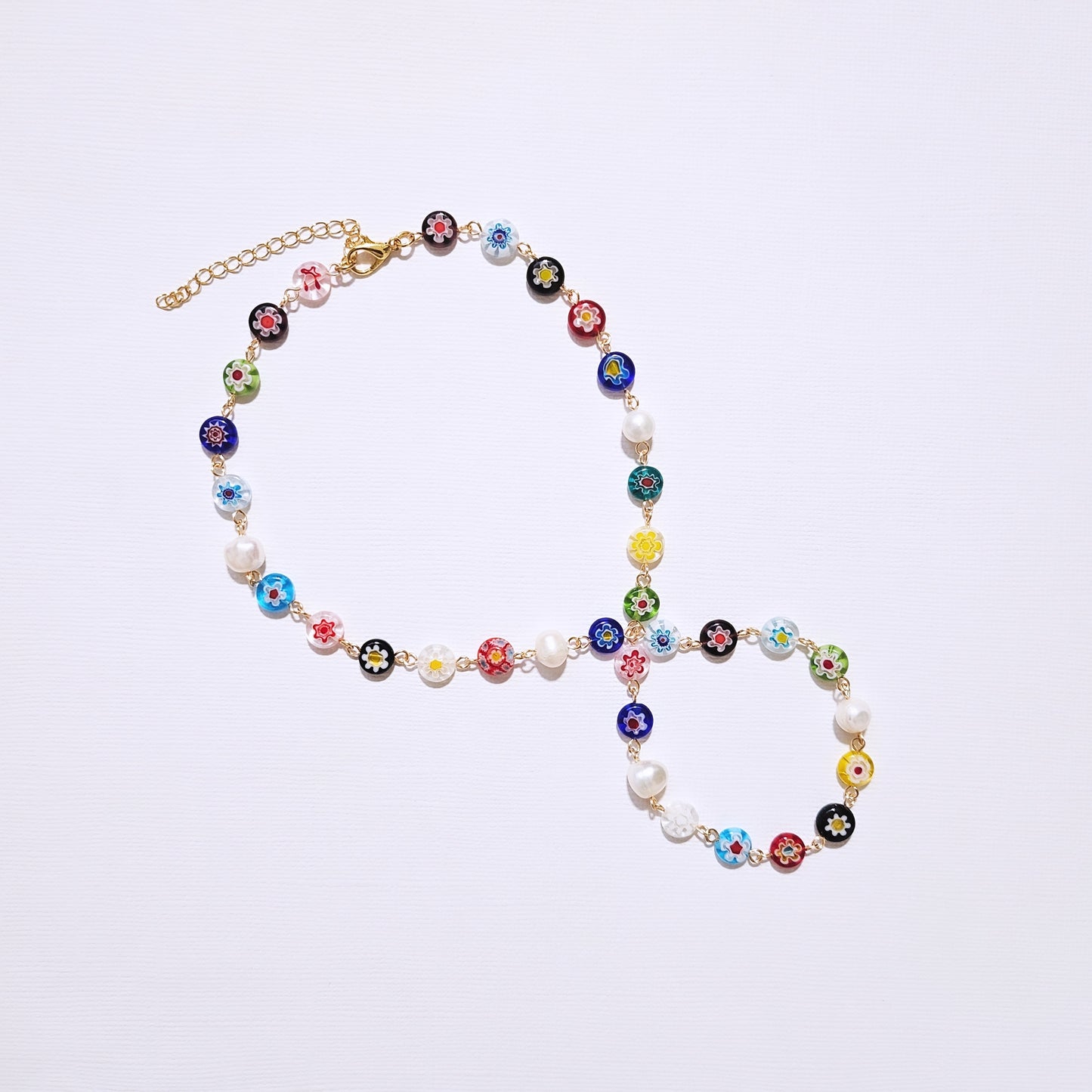 Millefiori and Pearls necklace