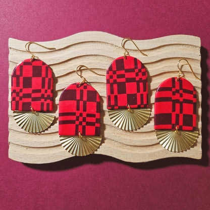 Red Inabel Arches with Brass Fan Charm