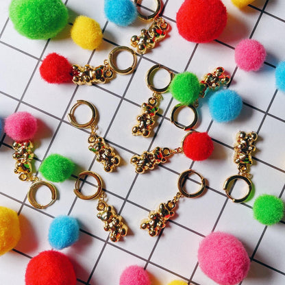 GOLD! Gummy Bear Hoop Earrings