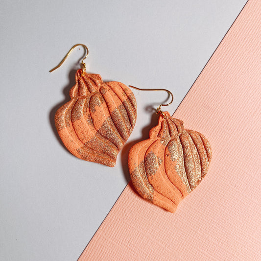 Coral & Gold Shell Earrings