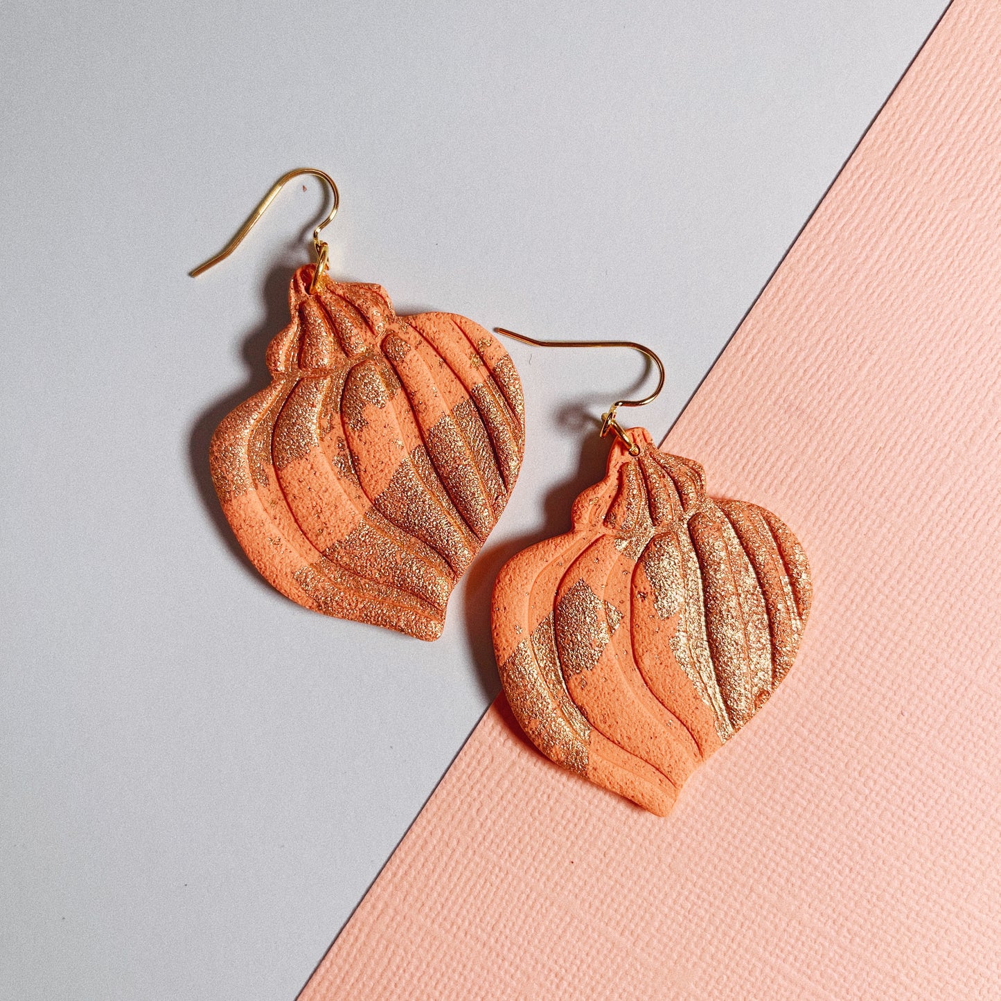 Coral & Gold Shell Earrings