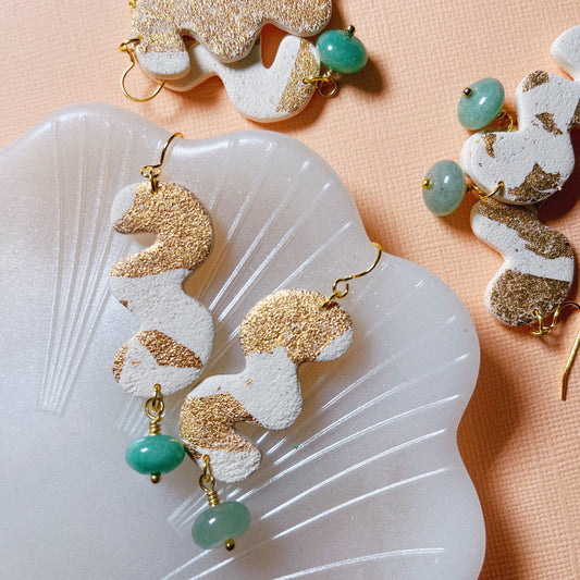 Islands Squiggles w/ Stone Beads Earrings