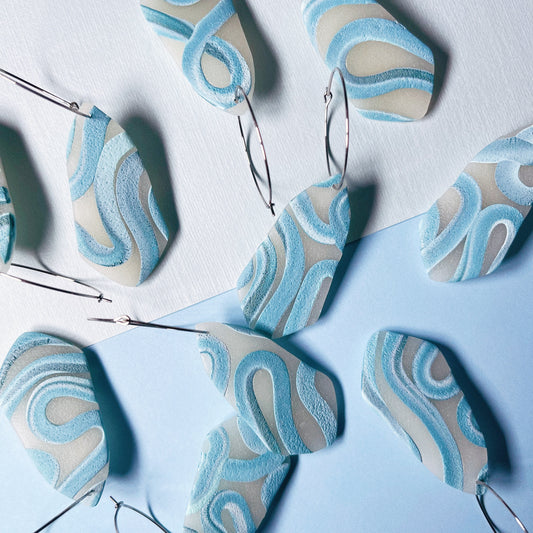 Ocean Blue “Painted” Hoop Earrings